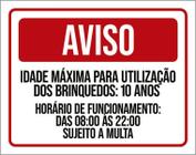 Placa Sinalização - Aviso Idade Máxima Brinquedos 36X46