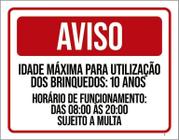 Placa Sinalização Aviso Idade Máxima Brinquedos Multa 36X46