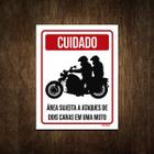 Placa Sinalização Cuidado Ataques Dois Caras Uma Moto 27X35