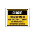 Placa Sinalização - Cuidado Portão Abertura Externa 18X23Cm