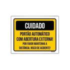 Placa Sinalização - Cuidado Portão Abertura Externa 27X35