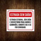 Placa Sinalização Estrada Sem Saída 18x23cm 10un