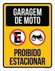 Placa Sinalização Garagem De Moto Proibido Estacionar 18X23