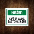 Placa Sinalização - Horário Café Manhá Hotel 18X23