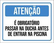 Placa Sinalização - Obrigatório Ducha Antes Piscina 27X35