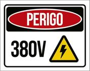 Placa Sinalização - Perigo 380V Ícone 18X23