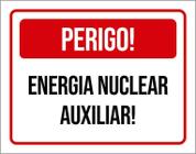 Placa Sinalização - Perigo Energia Nuclear Auxiliar 18X23