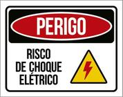 Placa Sinalização Perigo Risco Choque Elétrico Ícone 18X23 - Sinalizo