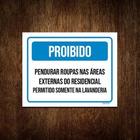 Placa Sinalização - Proibido Pendurar Roupas 27X35