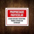 Placa Sinalização - Propriedade Particular Sem Saída 27X35