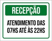 Placa Sinalização Recepção Horário Atendimento 36X46