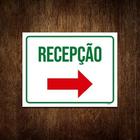 Placa Sinalização - Recepção Seta Direita Vermelha 18X23