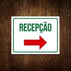 Placa Sinalização - Recepção Seta Direita Vermelha 27X35