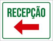 Placa Sinalização - Recepção Seta Esquerda Vermelha 27X35 - Sinalizo