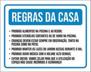 Placa Sinalização - Regras Da Casa ul Piscina 27X35