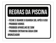 Placa Sinalização - Regras Piscina Feche Guarda Sol 27X35 - Sinalizo