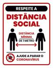 Placa Sinalização Respeite Distância Social Mínima 27X35 - Sinalizo