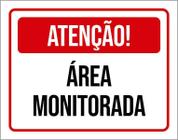 Placa Sinalização Vermelha - Área Monitorada 18X23