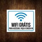 Placa Sinalização Wifi Acessar Faça Check-In 27X35