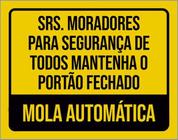 Placa Srs Moradores Portão Fechado Mola Automática 36X46