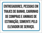 Placa Trajes De Banho Somente Pelo Elevador De Serviço 18X23