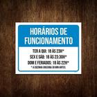 Placa ul Horários De Funcionamento Terça Quinta 18X23