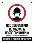 Placa Uso Obrigatório Máscara Proteção Condomínio 18X23