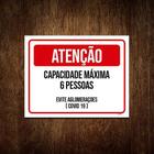 Placa Vermelho Atenção Capacidade Máxima 6 Pessoas 27X35