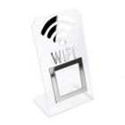 Placa Wifi Qr Code Display Acrílico Mesa Balcão Transparente