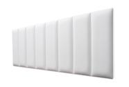 Placas Cabeceira Modulada Adesiva Queen Estofada Sintético Branco - 160cm x 60cm Kit 8 Placas