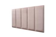 Placas Cabeceira Modulada Adesiva Solteiro Estofada Veludo Nude - 100cm x 60cm Kit 5 Placas