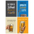 Placas Decorativas Frases Engraçadas Cerveja 30x40cm Kit 4u