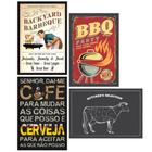 Placas Decorativas MDF Churrasco 20x30cm Kit 4un