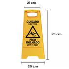 Placas para sinalização (Kit com 9 pçs) Cavalete Amarelo de Sinalização (Cuidado Piso Molhado)