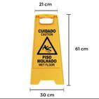 Placas para sinalização (Kit com 9 pçs) Cavalete Amarelo de Sinalização (Cuidado Piso Molhado)