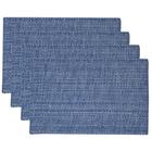 Placemats Sweet Home Collection 100% algodão, conjunto de 4, azul escuro