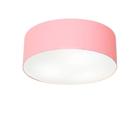 Plafon Cilíndrico Md-3005 Cúpula em Tecido 40x12cm Rosa Bebê - Bivolt