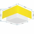 Plafon Duplo Quadrado Md-3018 Cúpula em Tecido 25/70x50cm Amarelo / Branco - Bivolt