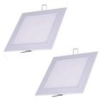 Plafon Painel Led Embutir 9w Branco Frio Quadrado Kit 2 - Ctb