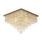 Plafon Quadrado Moderno Lumier Napoles Cristal Legitimo K9 Âmbar 40x40cm Bivolt