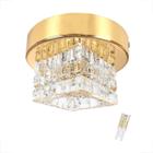 Plafon Spot Cristal Sobrepor Dourado Banheiro Bet44 + Led