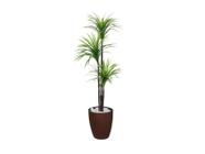 Planta Artificial Árvore Yucca 1,50m 3 Folhas Kit + Vaso S. marrom 30cm