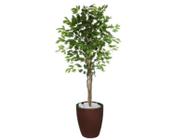 Planta Artificial Ficus Verde 1,50 kit + Vaso S. Marrom 30 cm
