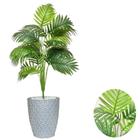 Planta Artificial Palmeira Com Vaso e Pedras Brancas