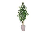 Planta Árvore Artificial Bambu Real Toque 1,6m Kit + Vaso S. Bege 30cm