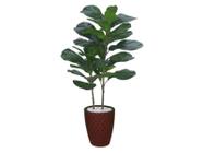 Planta Árvore Artificial Ficus Lyrata Real Toque Verde 1m Kit + Vaso E. Marrom 30 cm - FLORESCER DECOR