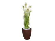 Planta Árvore Artificial Grass Com Flor 90 cm Kit + Vaso S. Marrom 30 cm