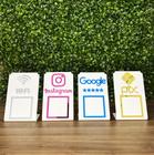 Plaquinha Qr Code Pix Wifi Instagram Google em Acrílico - base BRANCA para balcão