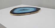 Platter Pedra Ágata Azul Banhada à Ouro 23 x 17 cm