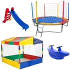 Playground Completo: Cama Elástica 2,30m + Piscina de Bolinhas 1,50m + Escorregador Médio + Gangorra 2 Lugares - WEBER TOYS